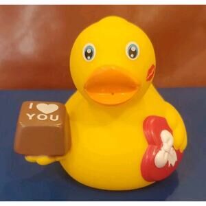 3.5 Inch Valentine Themed 2014 Toy Smith Rubber Duck Car Toy Box Of Chocolate